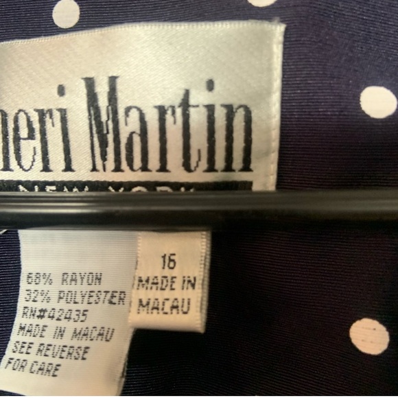 Sheri Martin New York. Navy polka dot dress Sz 16W - Picture 6 of 6